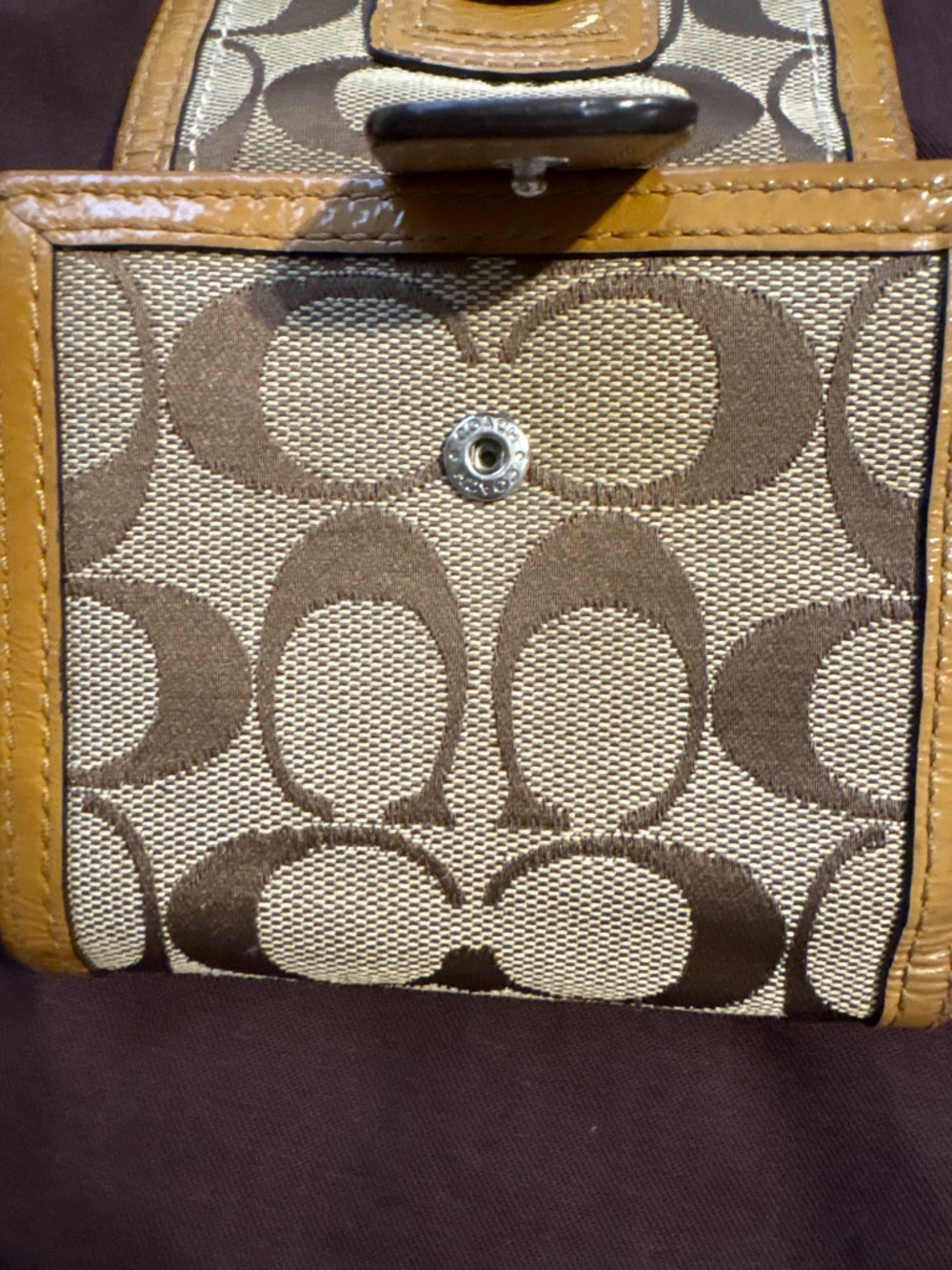 Coach soho British tan patent leather y2k small wallet with silver buckle - Picture 3 of 12